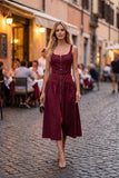Belted Zip Front Midi Dress: RED MAHOGANY / S