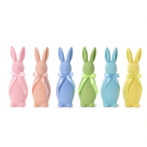 16" Pastel Flocked Bunny with bow