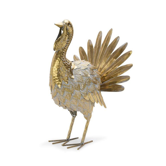 Galvanized Gold Metal Hand-Crafted Turkey