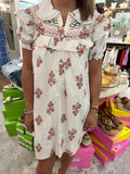Digital Floral Emb Peter Pan Dress