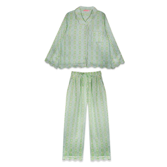 Scalloped Pajama Set, Long - Elephant Falls