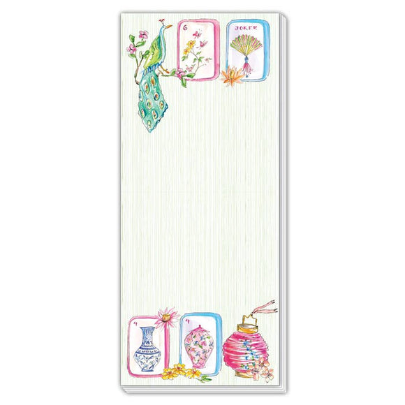 Mahjong Tiles Bird Lantern Green Background Skinny Pad