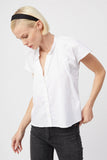 White Flutter Shoulder Shirt