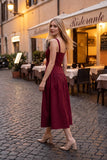 Belted Zip Front Midi Dress: RED MAHOGANY / L