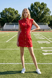 Contrast Stitch Utility Mini Dress : MAROON / S