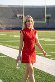 Contrast Stitch Utility Mini Dress : MAROON / M
