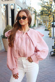 Pink Gingham Peter Pan Collar Top