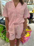 Stripe Poplin Button Up Top