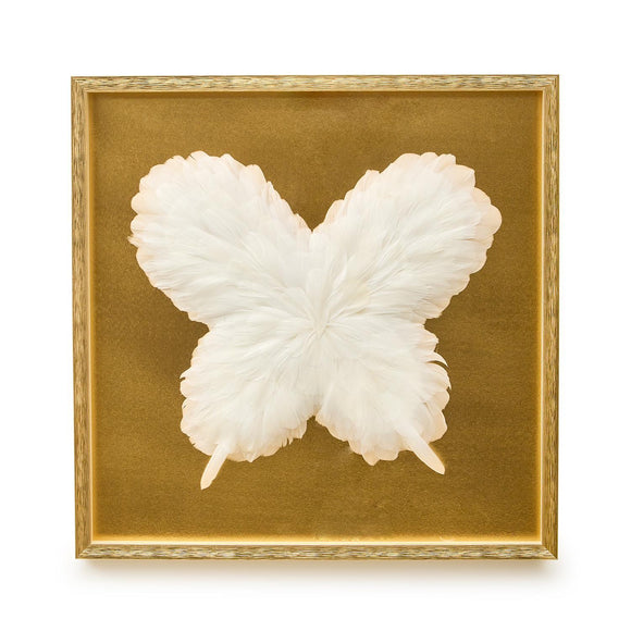 Butterfly in Feathers Shadow Box Wall Art