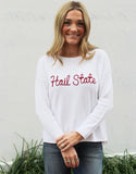 White "Hail State" Maroon Embroidery
