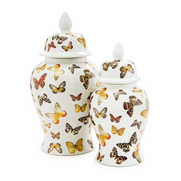 Butterfly Garden Covered Temple Jar