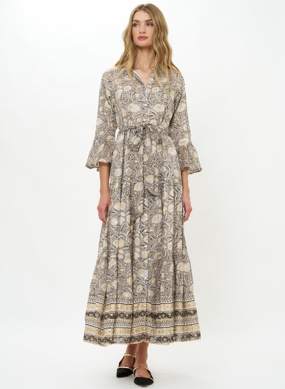 Birch Ruffle Collar Bell Maxi