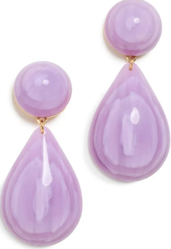 Lilac Small Dome Teardrop Earrings