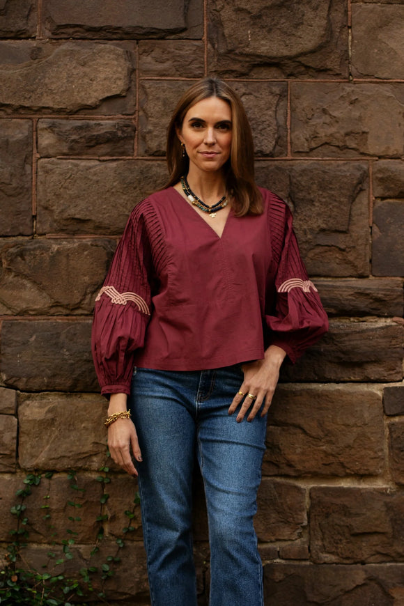 Rosewood Stella Blouse W/ Embroidery