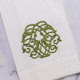 White/ Green Baroque Towel