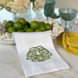 White/ Green Baroque Towel