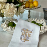 White/ Gold Vintage Vine Monogram Towel