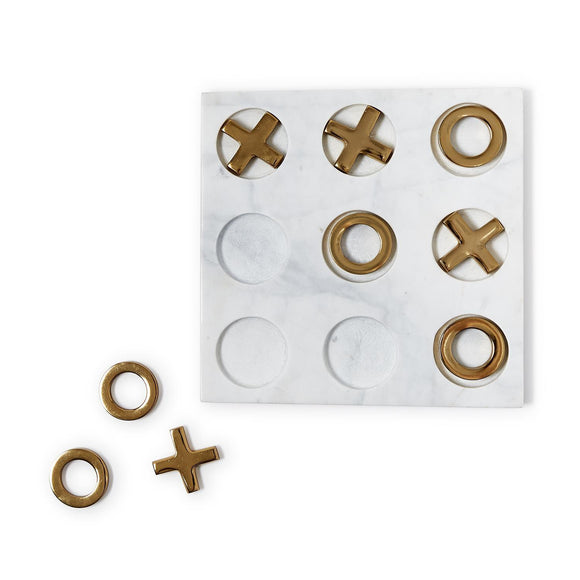 Marble Hand-Crafted Tic-Tac-Toe with Gold Pcs