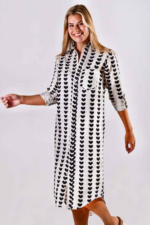 Black Hearts Midi Dress