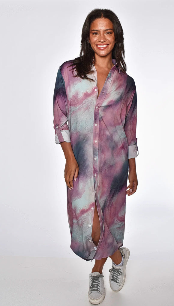 Purple Marble Midi Dress