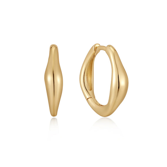 Gold Wave Hoop Earrings