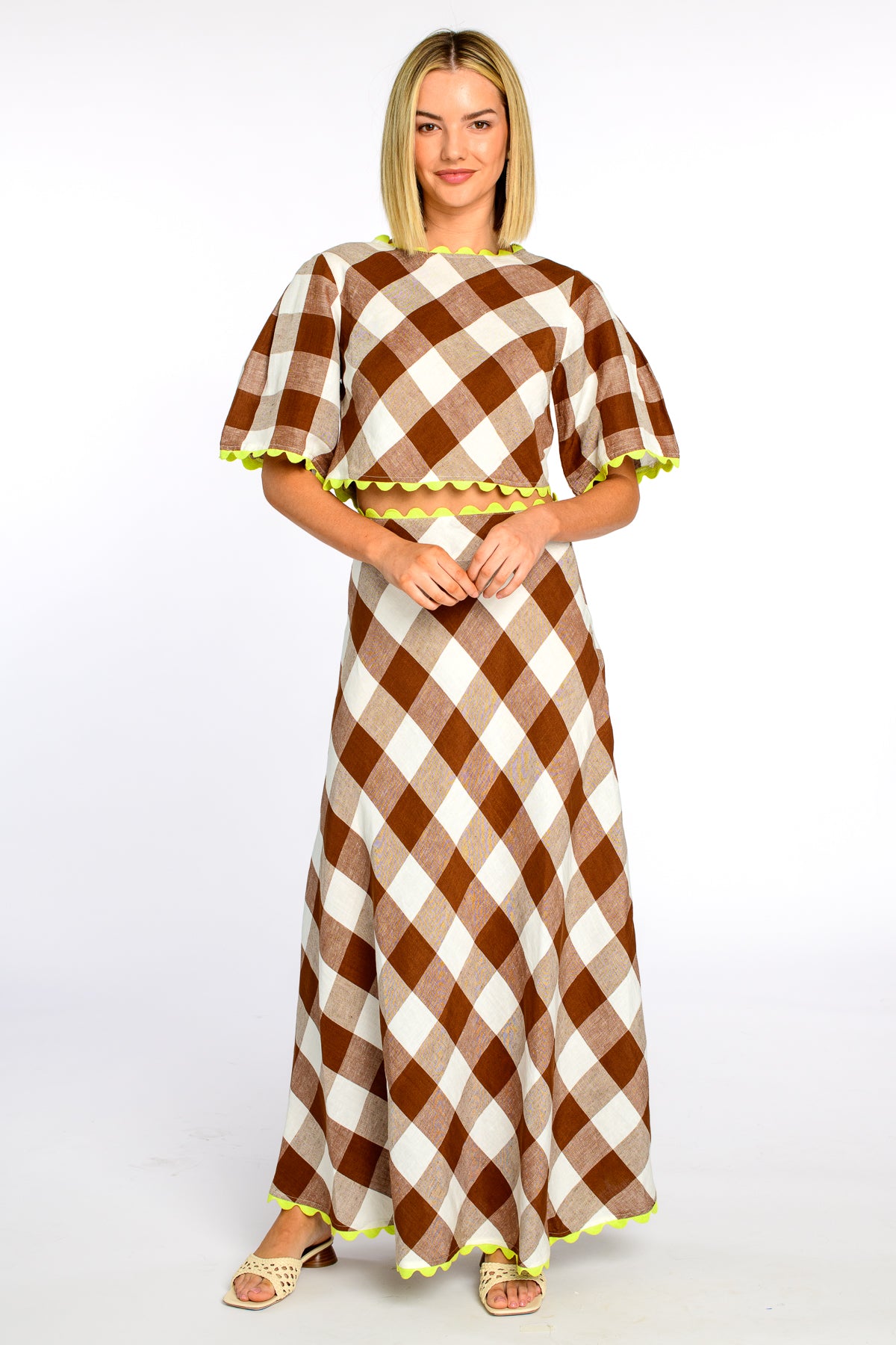Brown Gingham Anita Skirt  The Olive Tree