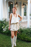 Oatmeal Poplin Bubble Skirt
