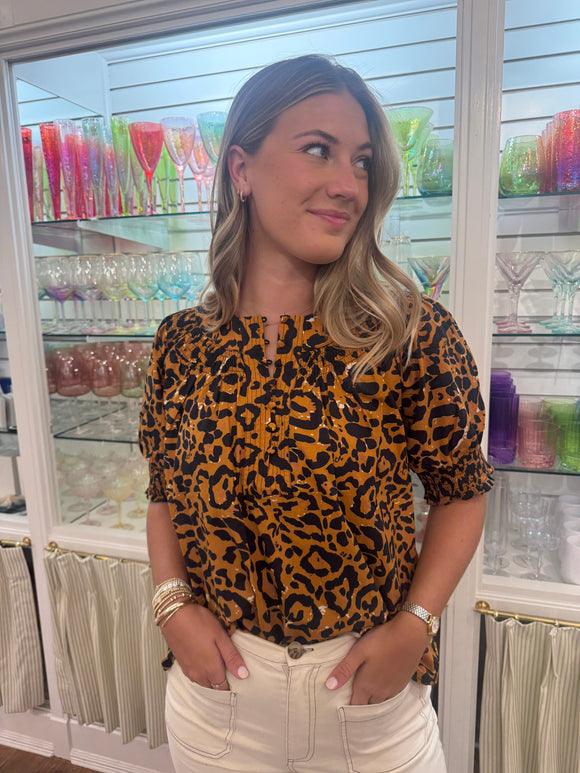 Short Sleeve Leopard Print Top