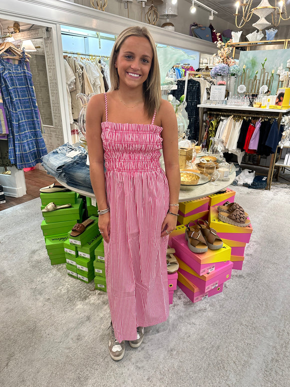 Mabel Dress- Pink/White