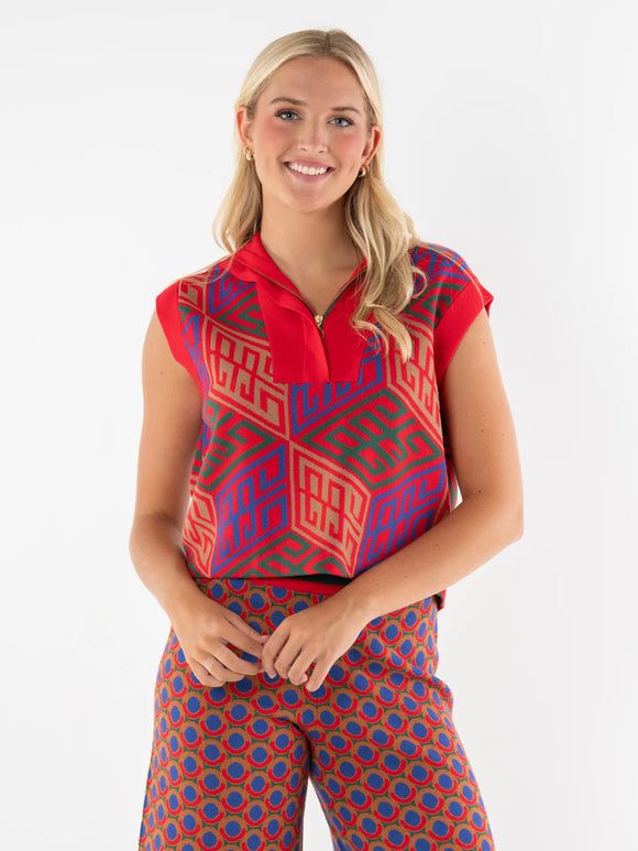 Vintage Monogram Poppy Pullover Vest