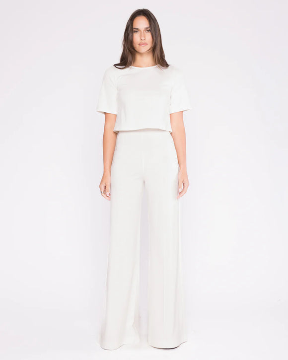 White Scuba Wide Leg Pant