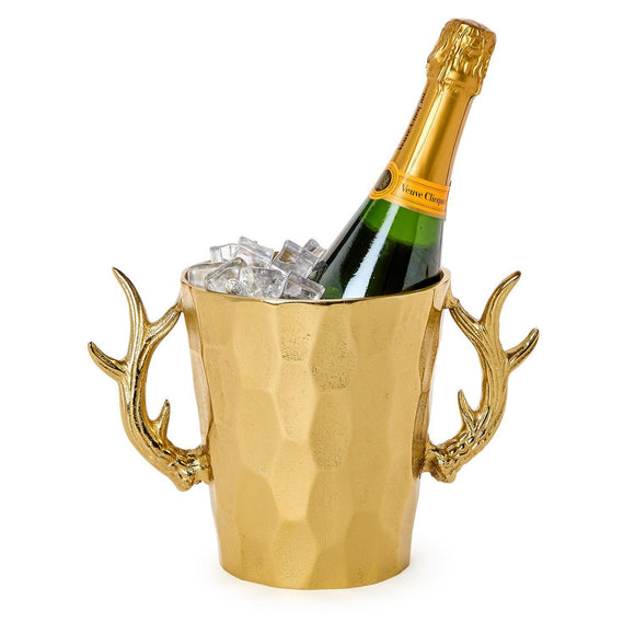 Gold Stag Antlers Faceted Ice Bucket / Bottle Chiller