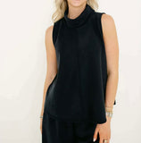 Black Scuba Mock Sleeveless Mock Top