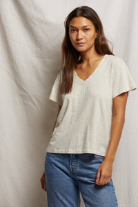 Hendrix Cotton Short Sleeve Boxy V Neck Tee