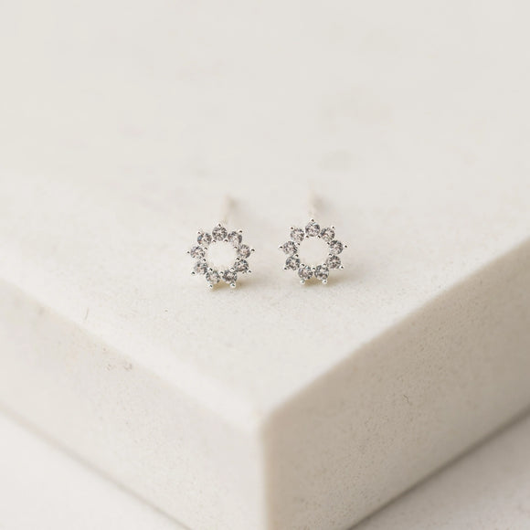 Halo Mini Stud Earrings, Silver