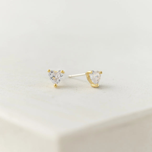 Heart Crystal Fete Stud Earrings, Gold