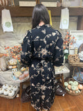 Black Maxi Dress with Cream Flower Details