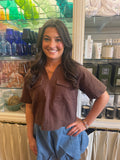 Chocolate Denim Pocket Top