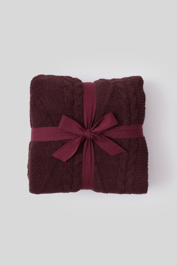 Deep Aubergine CC Fisherman Cable Throw