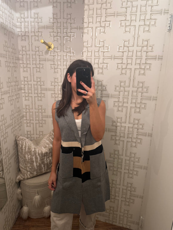 Sleeveless Colorblocked Cardigan