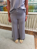 Silver Scuba Cropped Wide Leg Pant