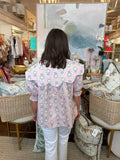 Pink French Floral Novelty Collar Top