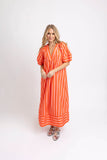 Coral Stripe Vneck Signature Maxi Dress
