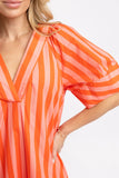 Coral Stripe Vneck Signature Maxi Dress