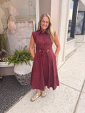 Wine Midi Tie Dress