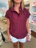 Wine Button Down Top