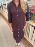 Purple Stripe Girlfriend Midi Dress