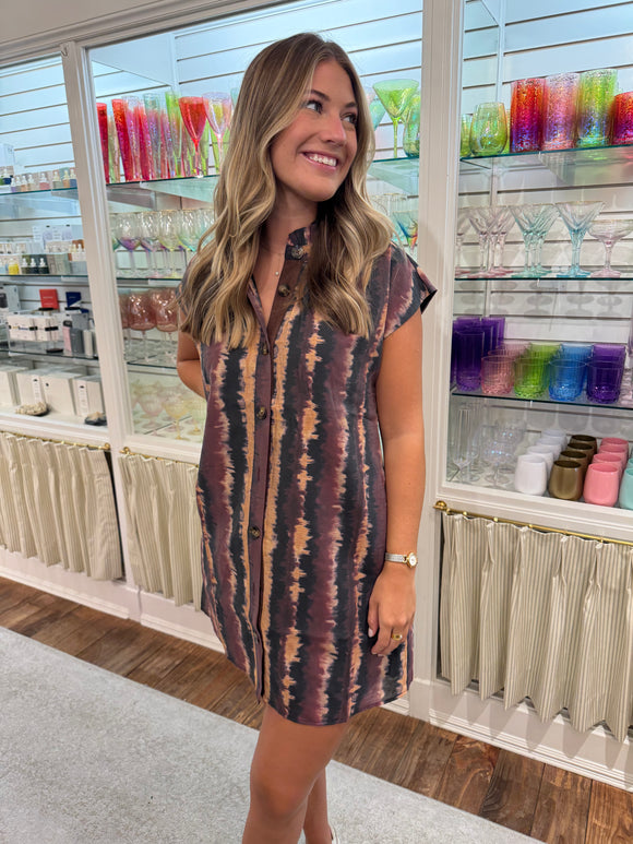 Tie Dye Button Up Dress