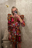 Floral Frame Puff Sleve Shirt Dress