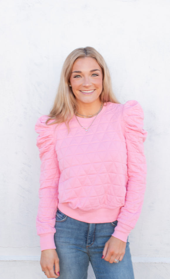 Puff Sleeve Quilted Sweater